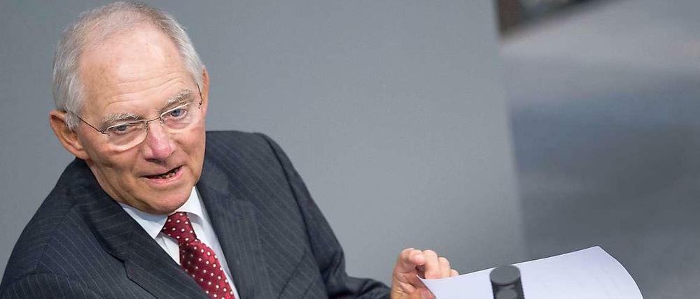 Bundesfinanzminister Wolfgang Schäuble am Donnerstag im Bundestag.