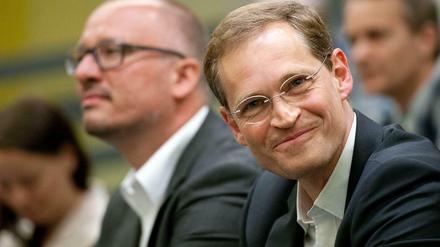 Der designierte Regierende Michael Müller (vorn) und SPD-Landeschef Jan Stöß.