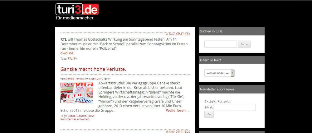 Preview: Ab Montag sieht die neue Turi-Seite so aus.