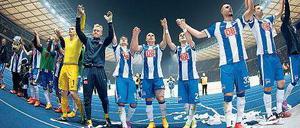 Hier feiern nur wir! Zuletzt drei Mal in Folge, denn da gelangen Hertha Siege im Olympiastadion.