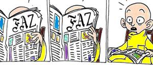 Yellow Kid lässt grüßen: Der Protest-Strip von Hannes Falke erinnert an die Anfänge des Zeitungscomics.