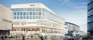 Unten Shopping, oben Büros. So soll man aus Richtung Ku'damm auf den Neubau zwischen Karstadt sports und Bahnhof Zoo blicken.