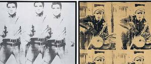 Die beiden Warhols – „Triple Elvis“ (1963) und „Four Marlon“ (1966).
