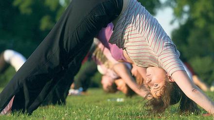 Yogaübung. Der herabschauende Hund.