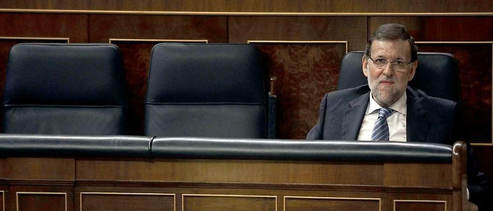 Allein auf der Regierungsbank: Spaniens Ministerpräsident Mariano Rajoy.