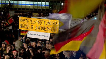 Demonstranten in Dresden.