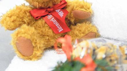 Ein Teddy zum Knutschen. Willkommensgeschenk für Flüchtlinge.