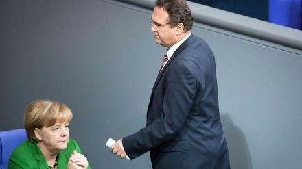 Streit um Umgang mit AfD und "Pegida": Angela Merkel und Ex-Innenminister Hans-Peter Friedrich auf einem Archivbild.