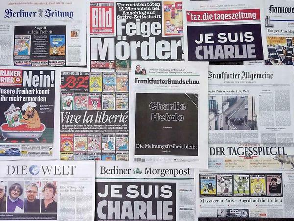 Ein schwarzer Tag auf vielen Titelblättern: Die Presse in Deutschland und der Welt hebt durchweg die Bedeutung des Attentats für Pressefreiheit und Demokratie hervor.