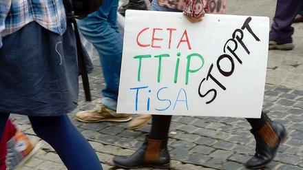 Immer wieder artikulieren Gegner der Freihandelsabkommen ihren Protest auf der Straße.