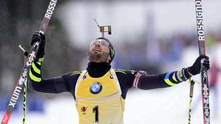 Martin Fourcade aus Frankreich gewann vor den beiden Russen Anton Shipulin und Dmitry Malyshko.