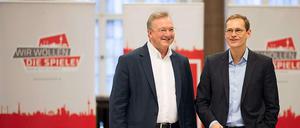 Michael Müller und Klaus Henkel bei der Senatsklausur am Donnerstag. Das Treffen verlief recht harmonisch.