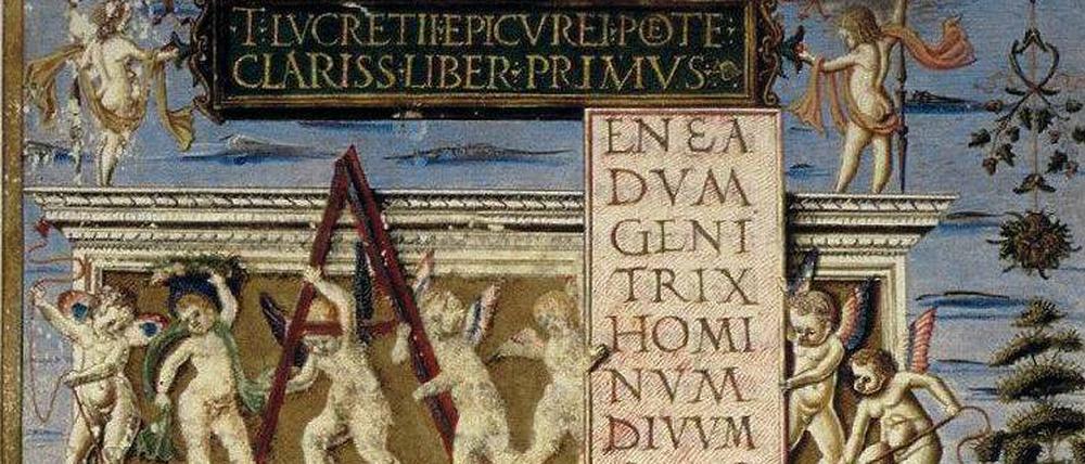 Provokante Schrift. Ein Augustinermönch fertigte diese Abschrift von „De rerum natura“ für Papst Sixtus IV. an. Die Verse waren im Mittelalter fast vergessen.
