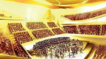 So soll der 2400-Plätze-Saal aussehen, wenn er endlich fertig ist. 