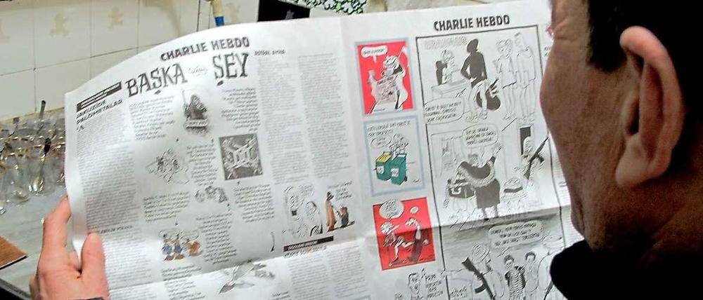 Stein des Anstoßes: die Zeichnungen von "Charlie Hebdo" in der türkischen Zeitung "Cumhuriyet".