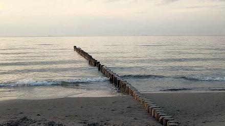 Winterstille. Viele Kilometer, nach rechts und links, erstreckt sich der feine Sandstrand bei Graal-Müritz.