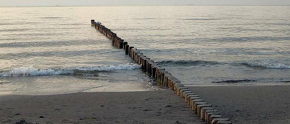 Winterstille. Viele Kilometer, nach rechts und links, erstreckt sich der feine Sandstrand bei Graal-Müritz. 