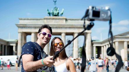 Selfie-Stange in Aktion.