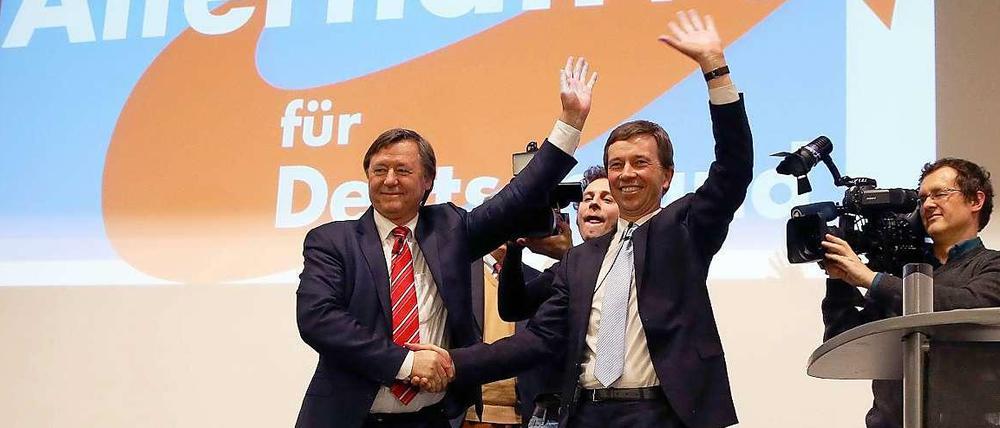 Der Hamburger Spitzenkandidat Jörn Kruse an der Seite von AfD-Chef Bernd Lucke.