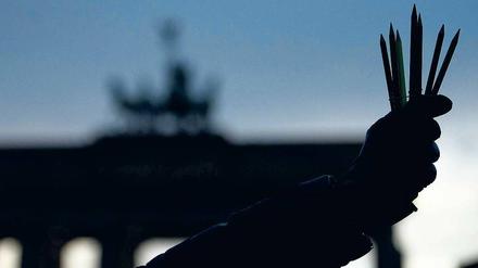 Im Namen der Meinungs- und Religionsfreiheit: Muslimische Verbände hatten zur Mahnwache am Brandenburger Tor aufgerufen.