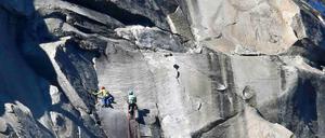 Die besonders schwierige „Dawn Wall“-Route, erklommen von Tommy Caldwell (36) und Kevin Jorgeson (30). 