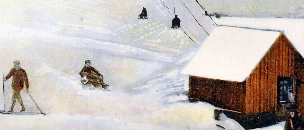 Eine Postkarte zeigt den Lift kurz nach dessen Patentierung um 1910.