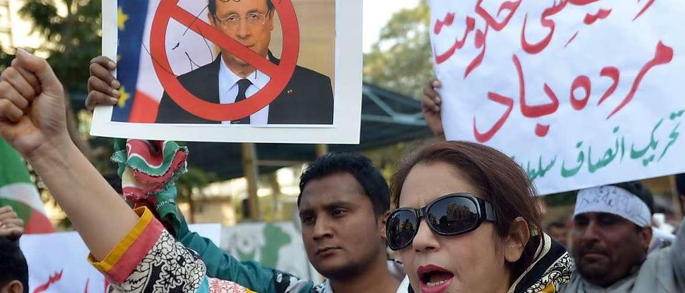 Protest in Pakistan gegen die Mohammed-Karikaturen.