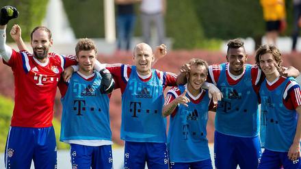 Eigentlich nicht zum Lachen. Die Bayern-Spieler im Trainigslager.