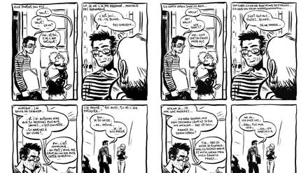Vorher-Nachher: Eine Passage aus Frederik Peeters' "Blaue Pillen", übersetzt von Kai Wilksen und gelettert von Dirk Rehm.