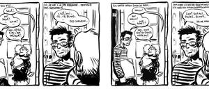 Vorher-Nachher: Eine Passage aus Frederik Peeters' "Blaue Pillen", übersetzt von Kai Wilksen und gelettert von Dirk Rehm.