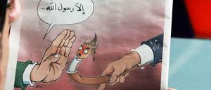 "Stop! Alles außer dem Propheten" - eine Karikatur aus der Hamas-Zeitung "Falesteen".