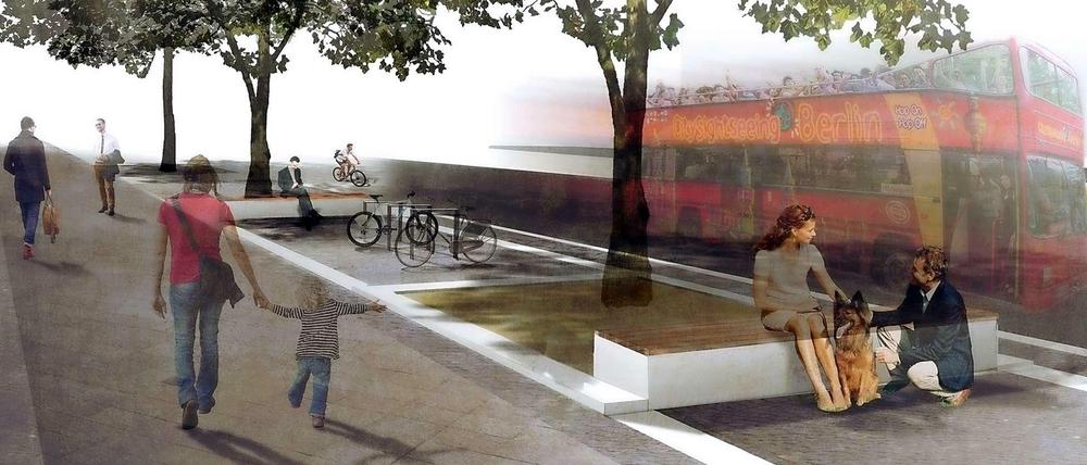 Die Gehwege an der Kleiststraße werden breiter, Bänke und Fahrradstellplätze kommen hinzu.