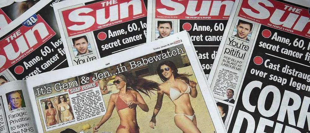 Auch ohne Seite 3-Frau durchaus hautlastig: Die britische Zeitung "The Sun" vom 20. Januar 2015.