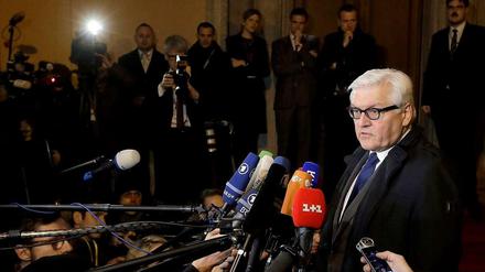 Frank-Walter Steinmeier nach dem Treffen der Außenminister in Berlin.