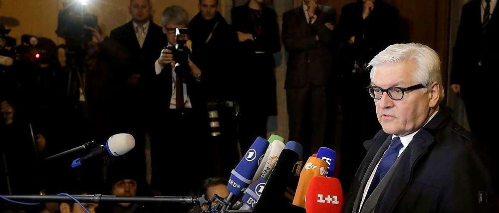 Frank-Walter Steinmeier nach dem Treffen der Außenminister in Berlin.