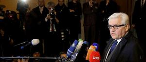 Frank-Walter Steinmeier nach dem Treffen der Außenminister in Berlin.
