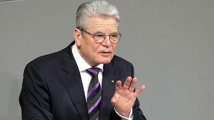 Bundespräsident Joachim Gauck bei seiner Rede im Bundestag zum Gedenken an die Befreiung des Konzentrationslagers Auschwitz durch die Rote Armee.