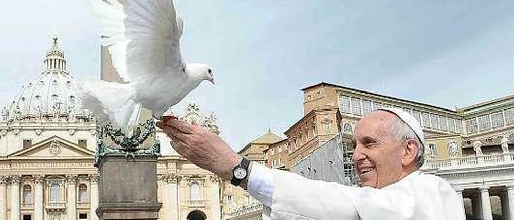 Papst Franziskus hat nicht immer Spaß mit Tauben.