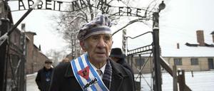 Ein Überlebender besucht am Dienstag das ehemalige Konzentrationslager Auschwitz zum Gedenken an die Befreiung durch die Rote Armee vor 70 Jahren.