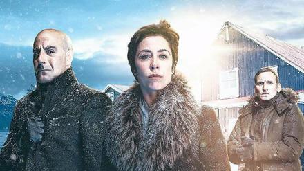"Fortitude": Die Bürgermeisterin (Sofie Grabol), der Detektiv (Stanley Tucci,l.), der Forscher (Christopher Eccleston).