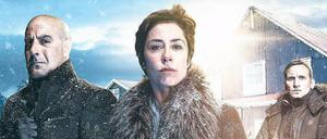 "Fortitude": Die Bürgermeisterin (Sofie Grabol), der Detektiv (Stanley Tucci,l.), der Forscher (Christopher Eccleston).
