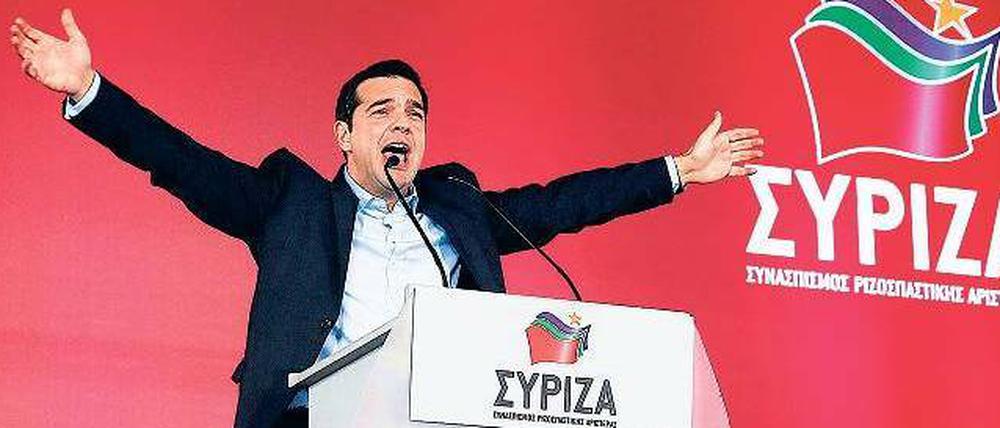 Siegessicher. Alexis Tsipras, der Chef des Linksbündnisses Syriza, bei einer Wahlkampfveranstaltung am Donnerstagabend in Athen. 