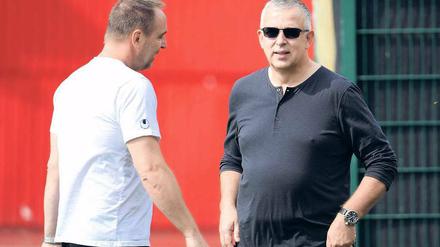 Unions Leitfiguren: Trainer Norbert Düwel (l.) und Präsident Dirk Zingler.