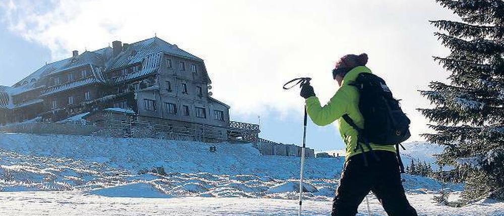 Bald geschafft. Die Hampelbaude auf 1258 Meter Höhe gilt als älteste Schutzhütte im Riesengebirge.
