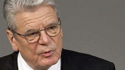 Bundespräsident Joachim Gauck im Bundestag.