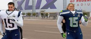 Super Bowl: Die Seattle Seahawks gegen die New England Patriots. Das sind allerdings nur Fans.