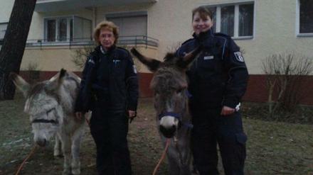 Glückliche Polizistinnen mit den weniger glücklichen Ausreißern. 