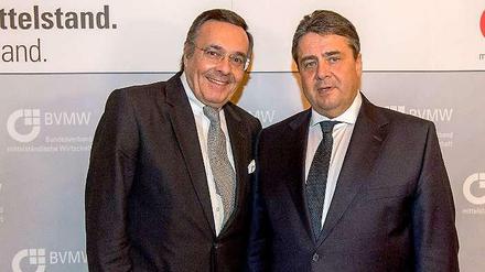 Präsident und Minister. Mario Ohoven vom Bundesverband mittelständische Wirtschaft (BVMW) und Bundeswirtschaftsminister Sigmar Gabriel.