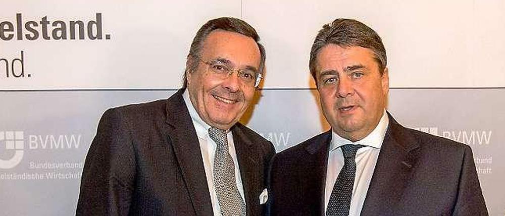Präsident und Minister. Mario Ohoven vom Bundesverband mittelständische Wirtschaft (BVMW) und Bundeswirtschaftsminister Sigmar Gabriel.