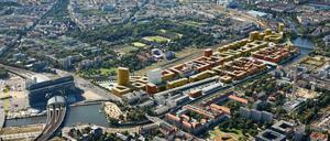 Berlin hat Visionen. So soll die Europacity zwischen Hauptbahnhof (ganz links) und Nordhafen aussehen. 